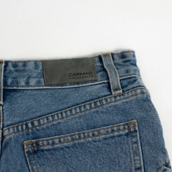 CUTE Carmar Los Angeles Chain Denim Cut Out Mini Skirt Size 24 XS 00 - Picture 5 of 10